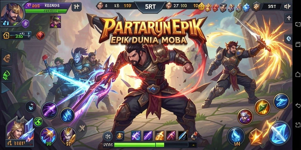Gameplay seru 5RT yang memikat dengan aksi MOBA yang intens.
