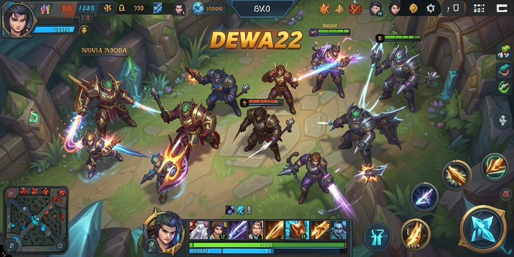Tampilan gameplay yang mendebarkan di DEWA22 dengan karakter yang unik.
