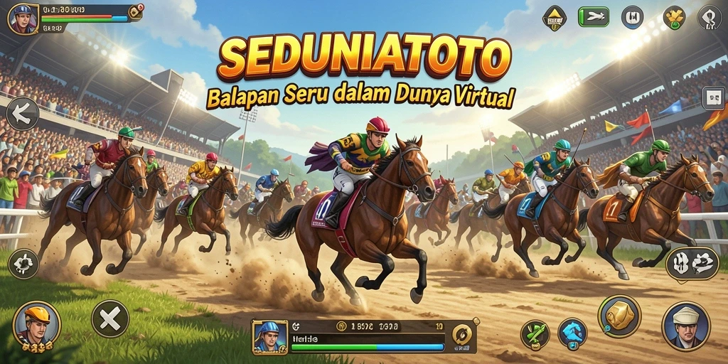 Screenshot gameplay SEDUNIATOTO yang menampilkan balapan mendebarkan.