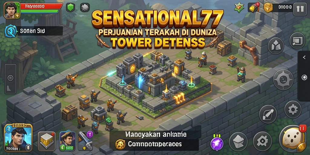 Screenshot gameplay SENSATIONAL77 menunjukkan benteng siap menghadapi musuh dalam Tower Defense.